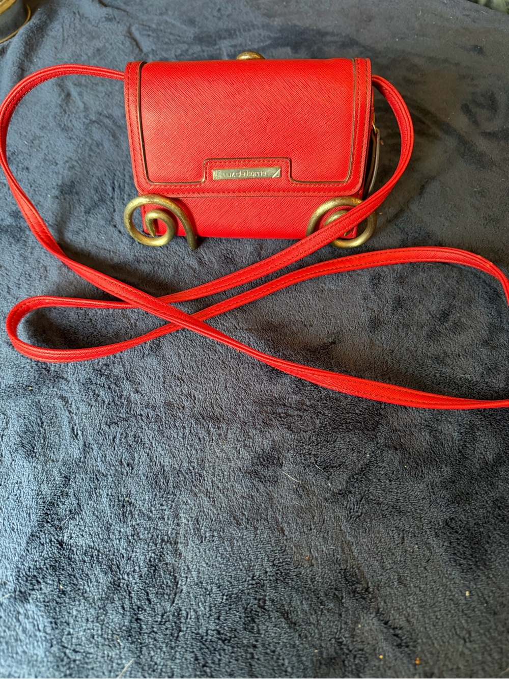 Liz Claiborne Red Crossbody Wallet with Gold Hardware